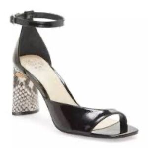 Vince Camuto Black and Tan Heels with Textured Heel